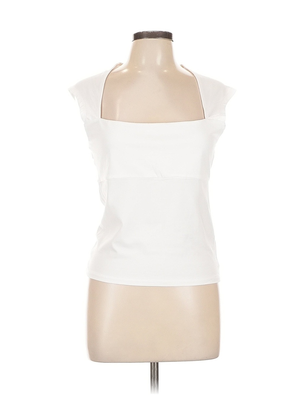 J. Crew White Square-Neck Cap Sleeve Top